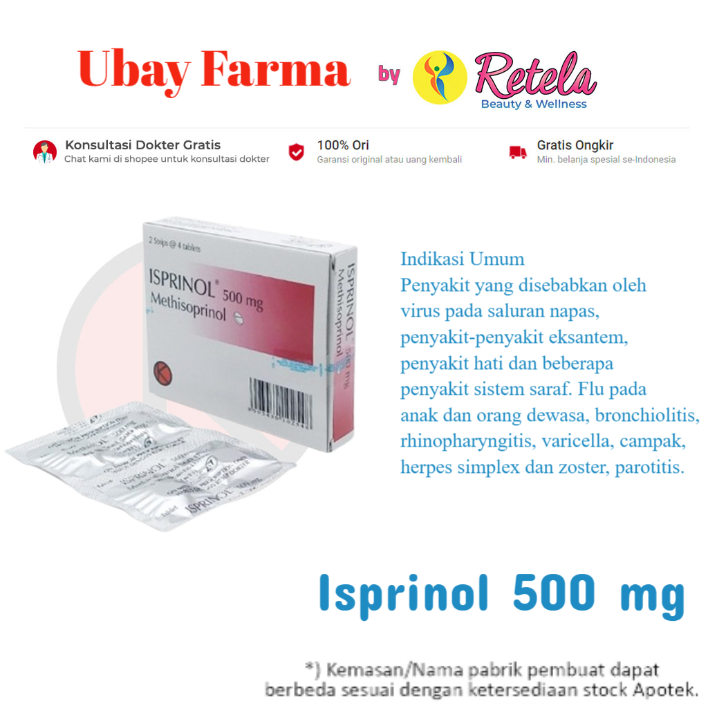 Isprinol 500 mg 4 Tablet / Methisoprinol / Herpes / Anti Virus