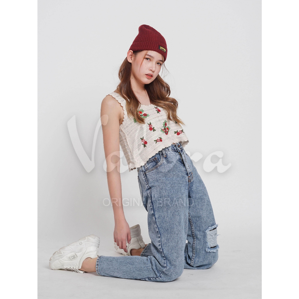 VALORA - Celana Boyfriend Highwaist Jeans Wanita Valdien LOOSE 1129