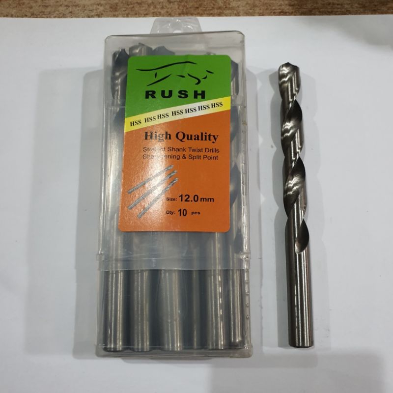 MATA BOR BESI DAN KAYU 12 MM | MATA BOR HSS RUSH 12 MM | HARGA SATUAN PER BATANG