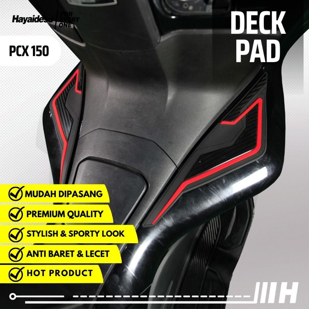 Hayaidesu Deck Pad Protector Cover Honda PCX 150 Aksesoris Decal Variasi Carbon Pelindung Deck