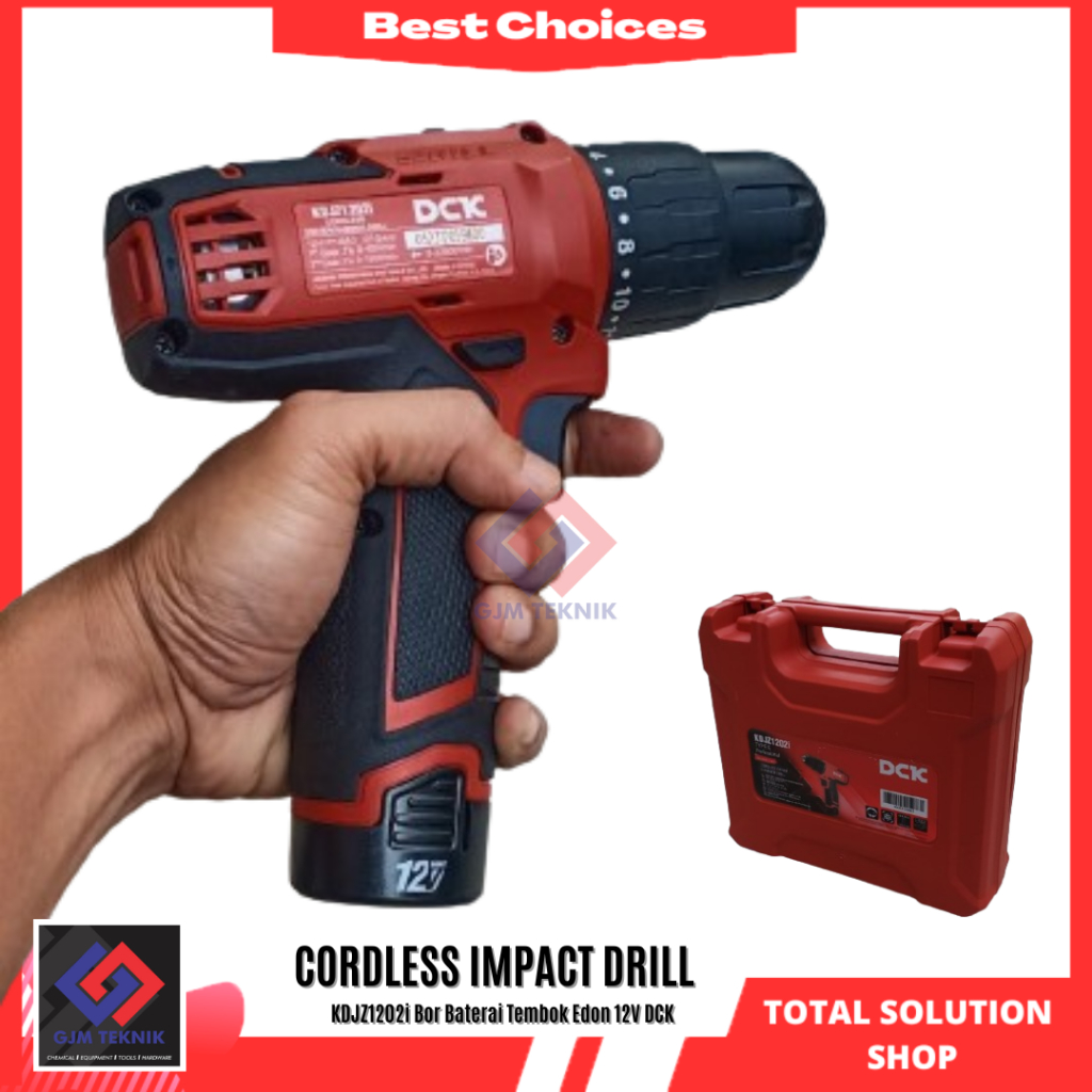 DCK KDJZ1202i Mesin Bor Cordless Impact Drill 10 MM 12V 2.0Ah DCK KDJZ 1202 i