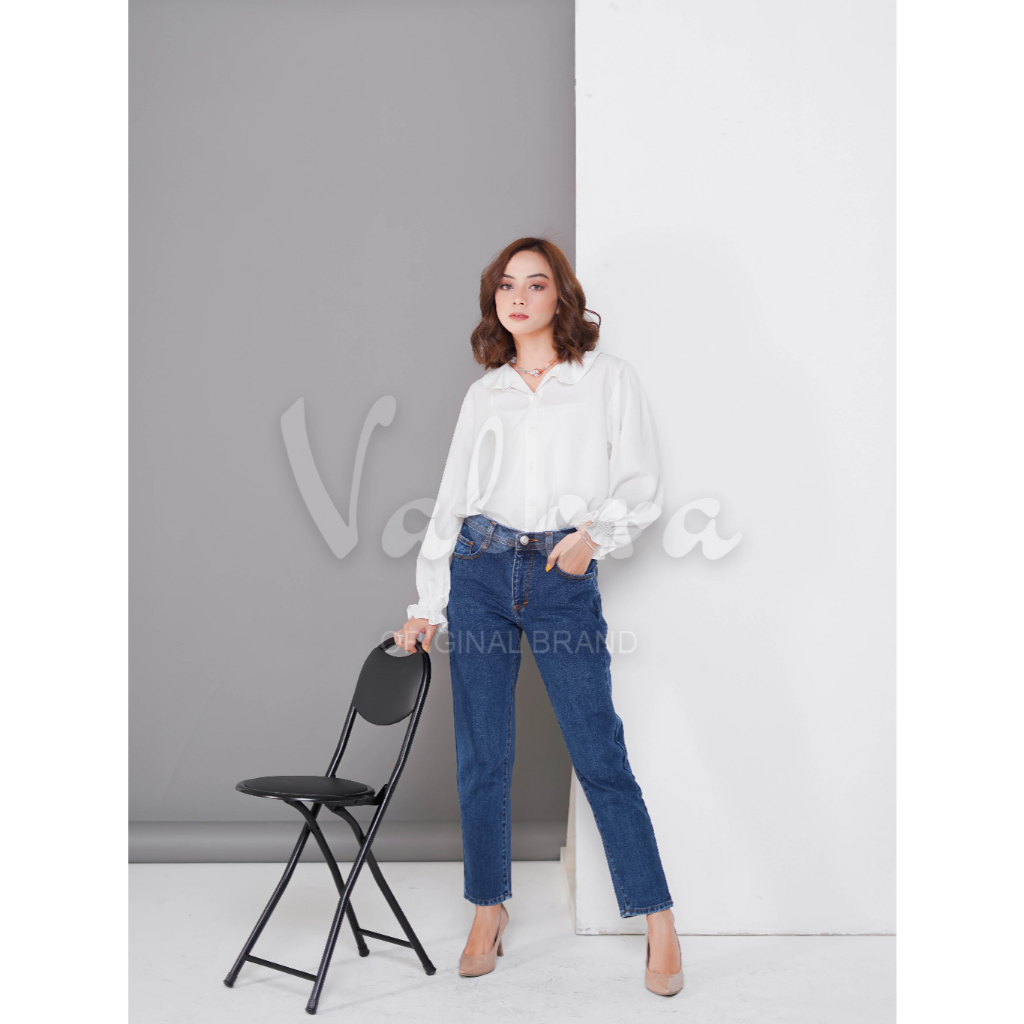 VALORA - Celana Boyfriend Wanita /  Plain Boyfriend Jeans / BF Polos