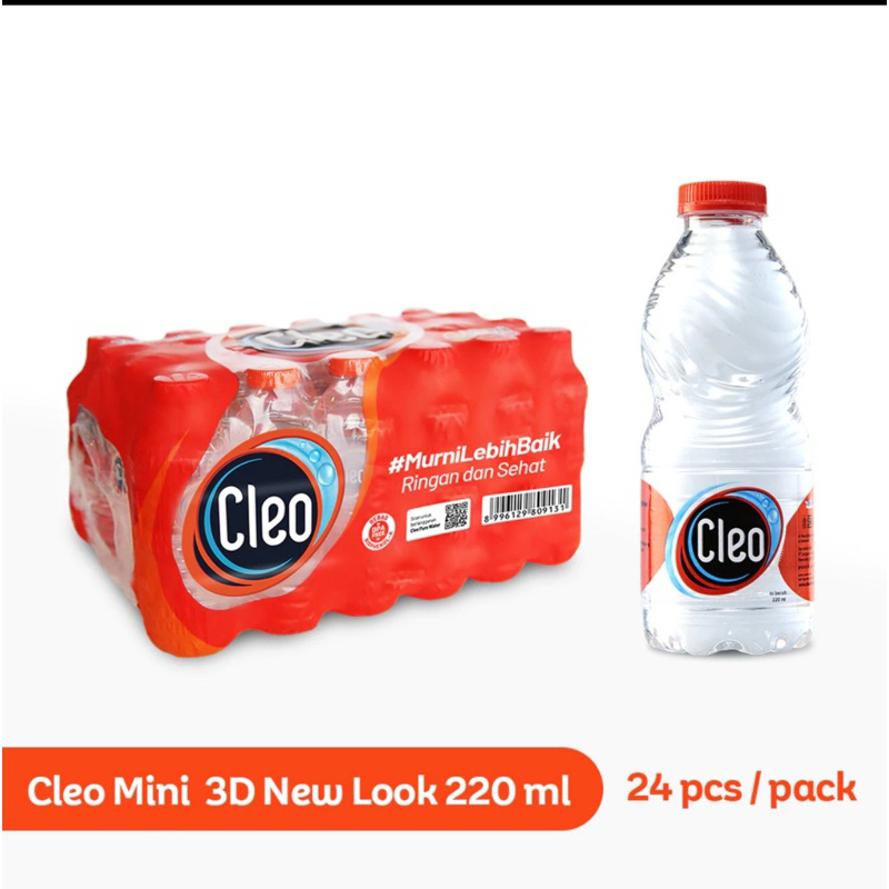 

CLEO MINI 220ML 24PCS/ CLEO BOTOL MINI MURAH