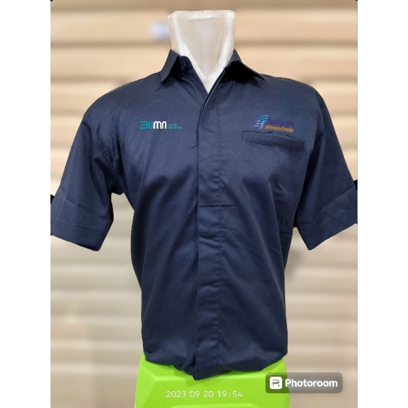 Kemeja BUMN HALEYORA POWERINDO Seragam Haleyora Nevy Lengan Pendek
