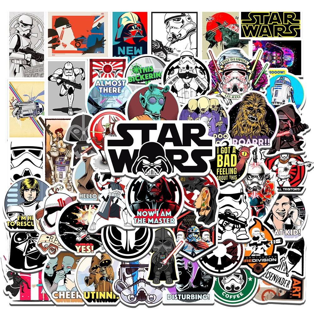 

[50 PCS]Stiker Keren Disney Star Wars Decal Vinyl Anti Air-Sticker Aesthetic Buku Gitar Casing HP Laptop Helm Skateboard