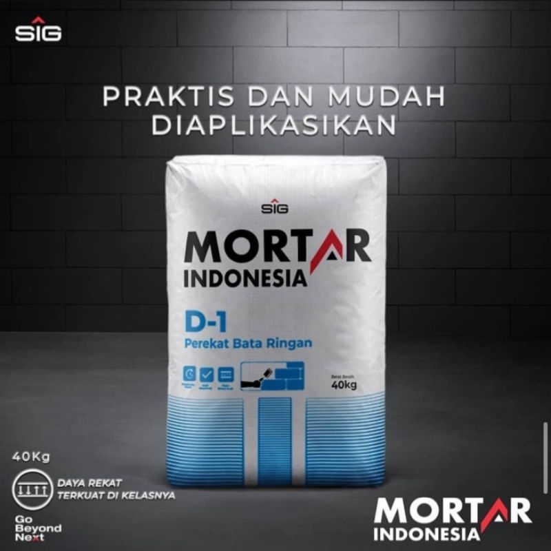 Mortar Indonesia D1 Perekat Bata Ringan 40kg MI D-1 40kg Lem Hebel [SIG Gresik] Mortar Indonesia