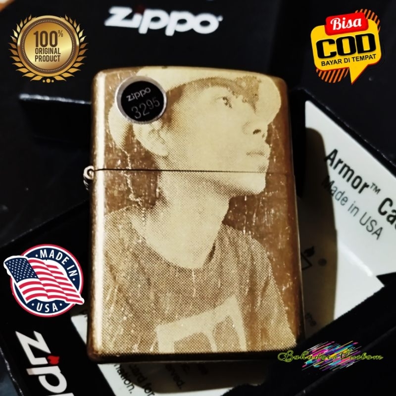 KOREK API ZIPPO ORIGINAL USA VINTAGE GOLD DUST MOTIF GRATIS REQUEST CUSTOM GRAFIR NAMA ANDA ATAU LOG