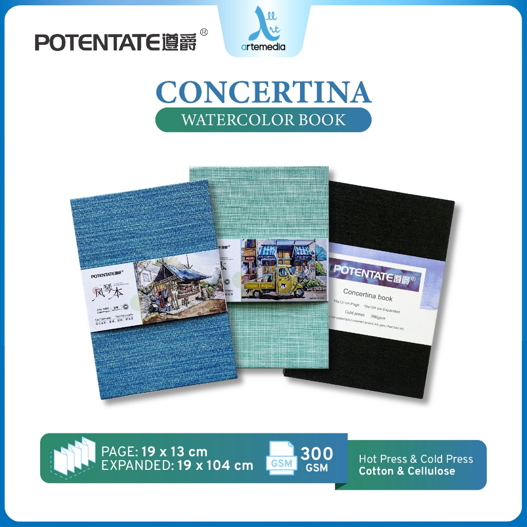 

Potentate Concertina Cotton Watercolor Paper Journal Book Fold Accordion