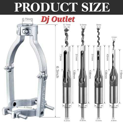 Mata bor+Adaptor bobok kayu pahat untuk mesin mortise dan tenon ukuran Hole Drill