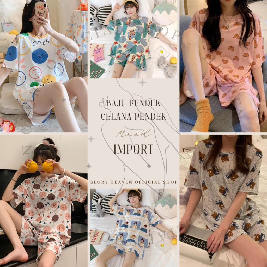 Glory XXL COD Lengkap Baju Tidur Wanita Lengan Pendek Celana Pendek | Baju Tidur Jumbo Set