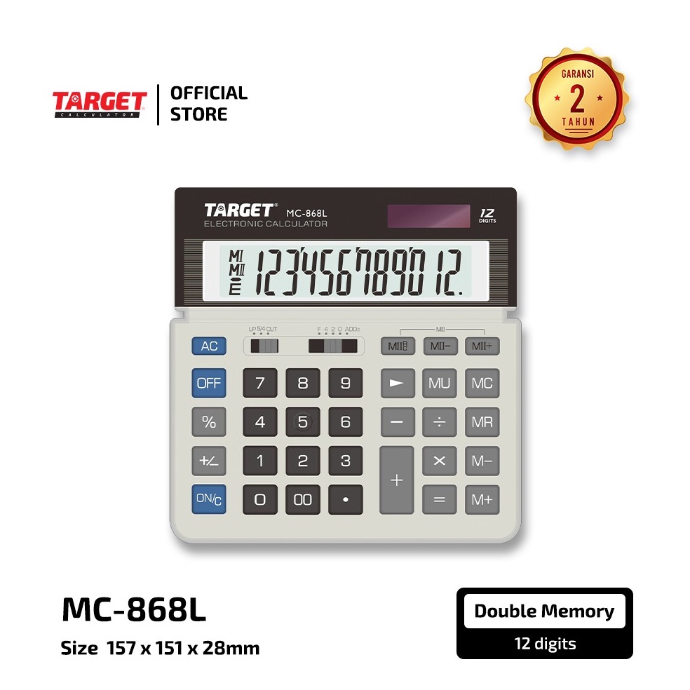 

Target MC 868 L Desktop Calculator 12 digit DOUBLE MEMORY KODE U7Z4