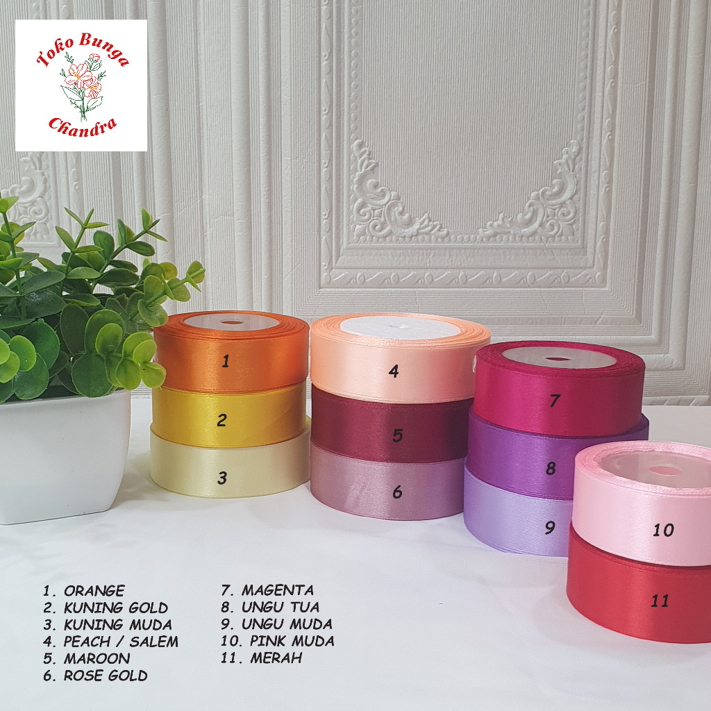 

PITA SATIN IMPOR PREMIUM 2,5 CM (ECER PER METER) PITA KADO BUKET BUNGA DEKORASI GIFT RIBBON