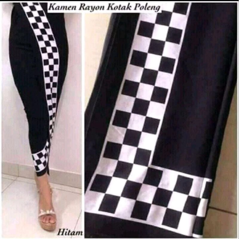Kamen Lembaran Bahan Rayon Motif Kotak Poleng/Kamen Poleng/Kamen Lembaran