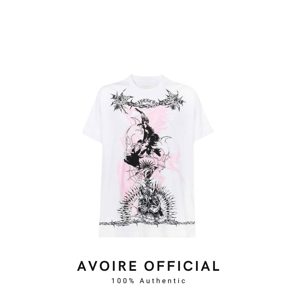 Gothic Graphic Print Tshirt White Oversize