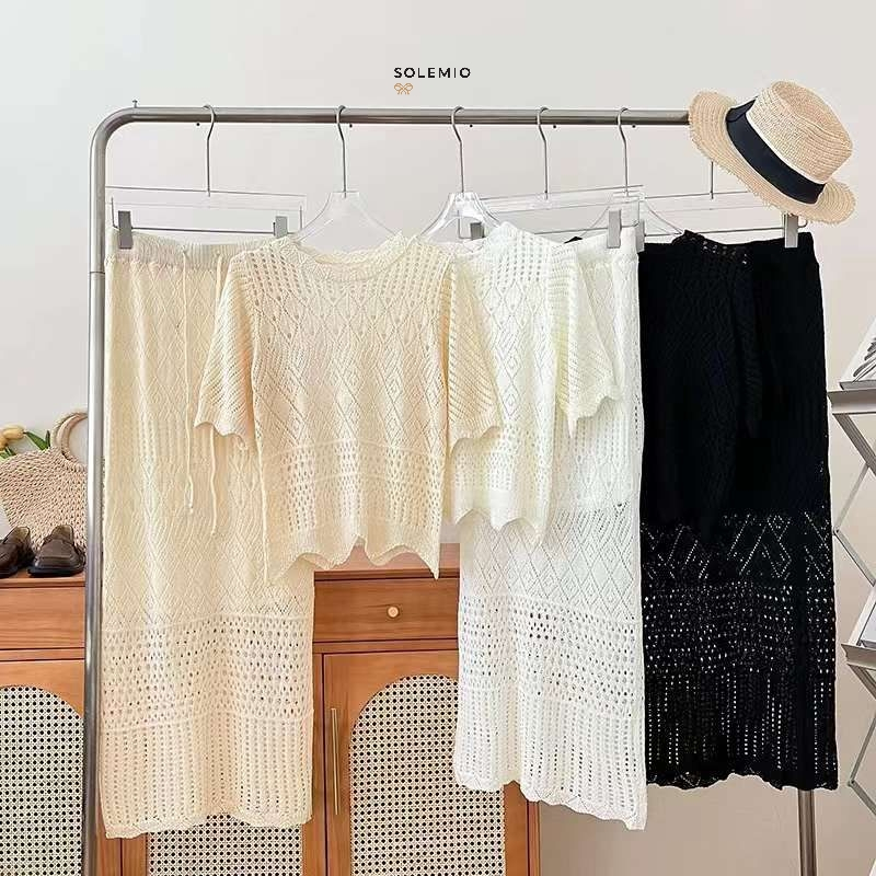 R056 ONESET ATASAN DAN BAWAHAN ROK RAJUT SOLEMIO HIGH QUALITY