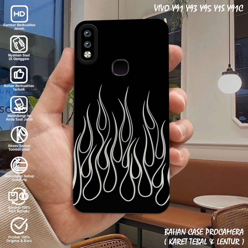 Case Vivo Y91 Y93 Y95 Y1S Y91C - Casing Hp Vivo Y91 Y93 Y95 Y1S Y91C - Softcase Vivo Motif (FIRE) Ca