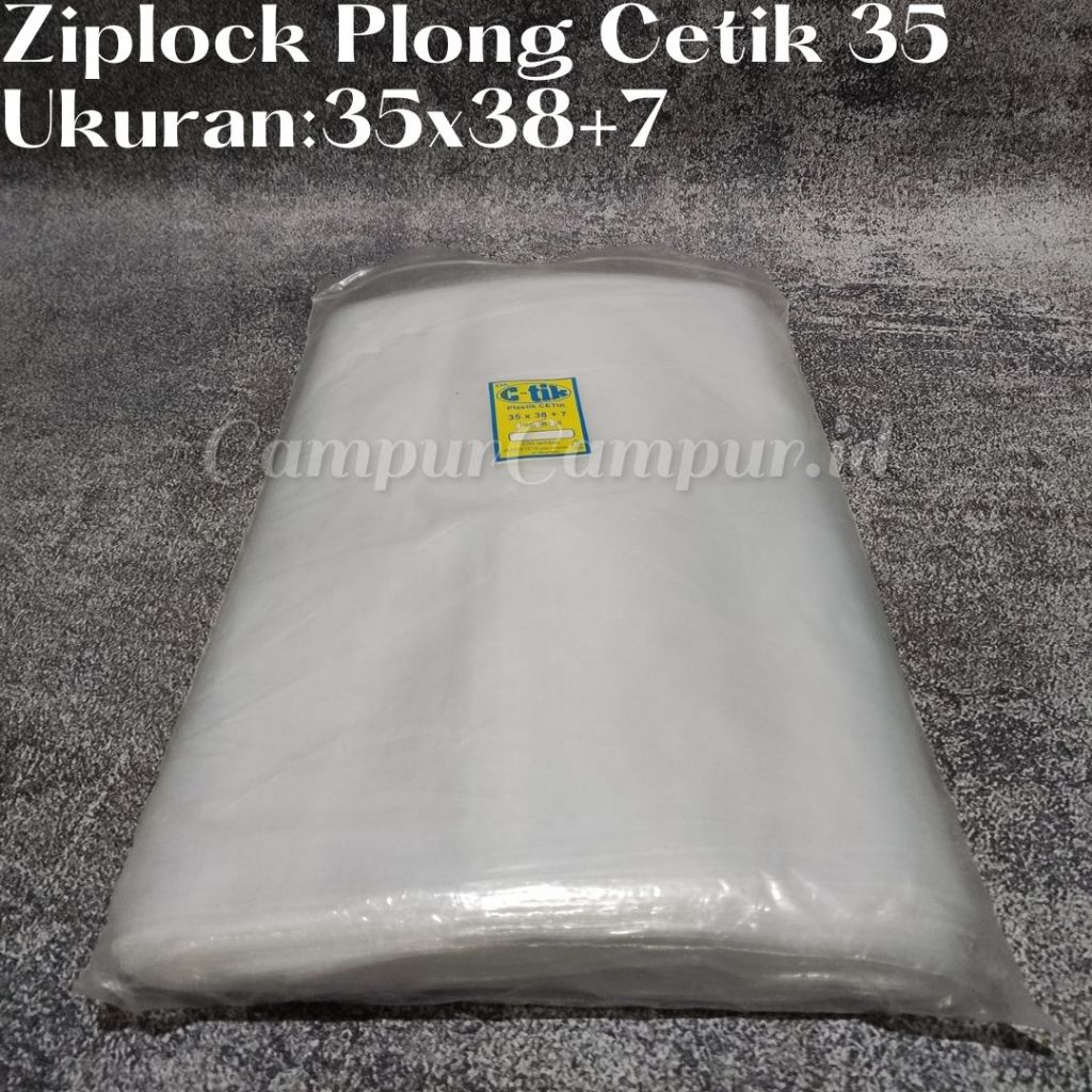 Plastik Ziplock Bening Plong 35x38 +7 isi 100 Plastik Packing Baju Sepatu Plastik Klip plong Besar
