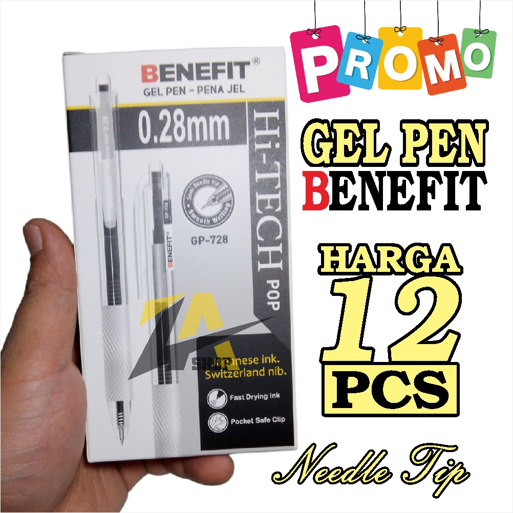 

PULPEN BOLPOIN GEL PEN BENEFIT PENA JEL 0.28mm GP 728 Harga 1 Pack isi 12 pcs
