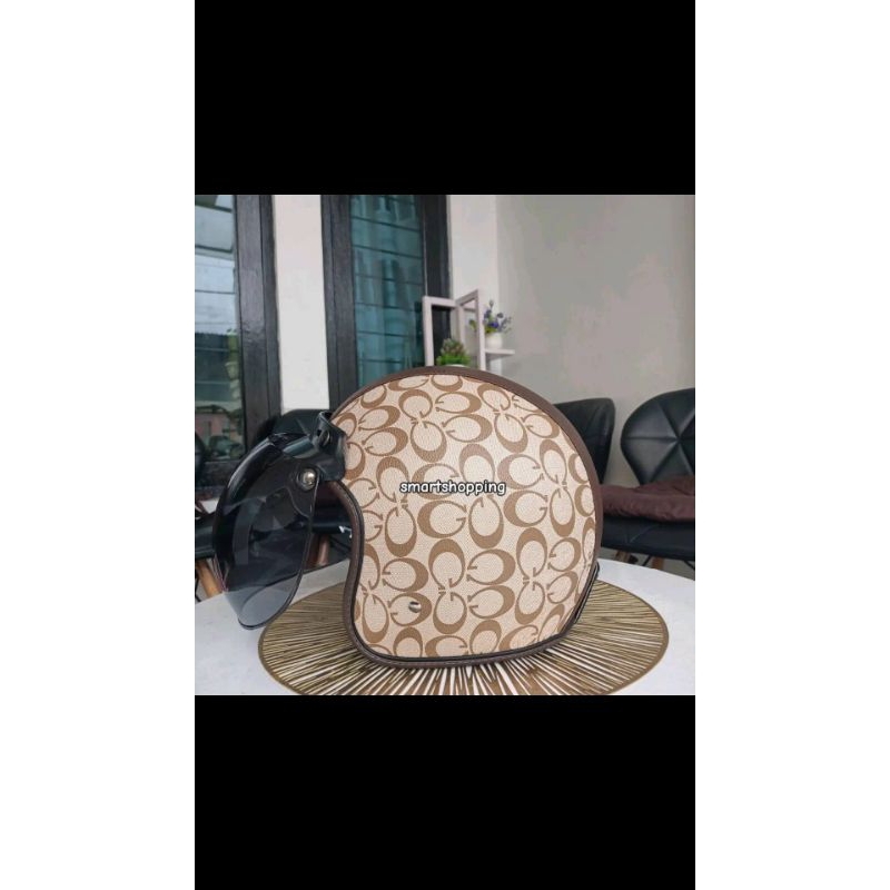 Helm Bogo kulit motif dewasa helm wanita hijab cepol