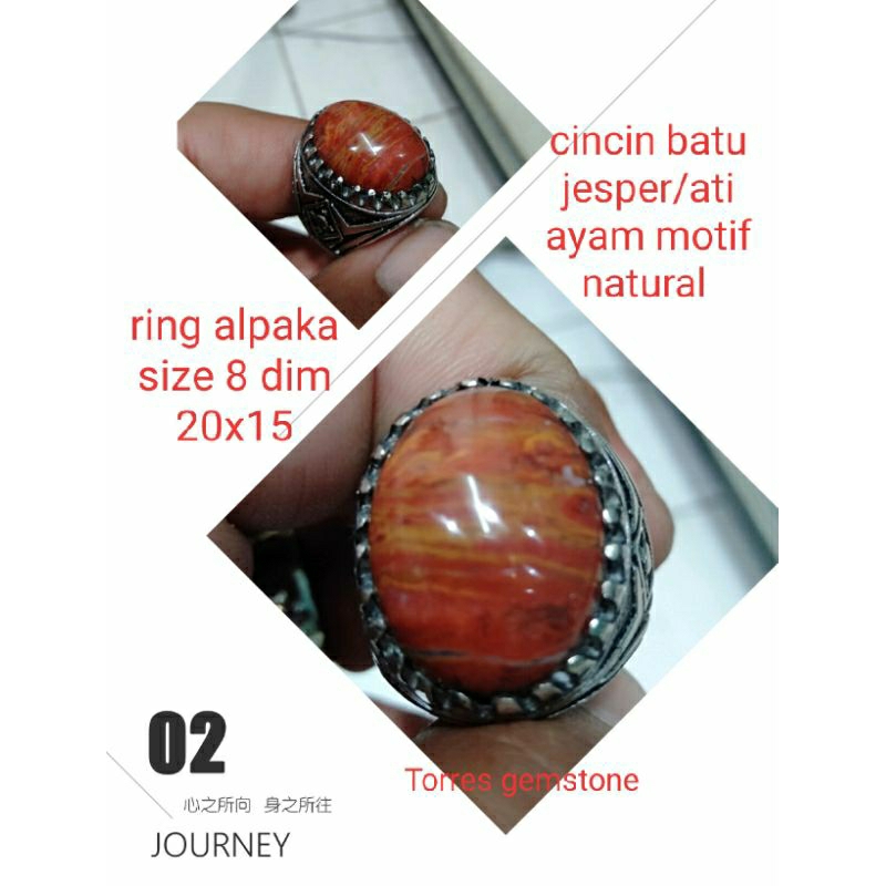 cincin batu akik ati ayam motif natural 02