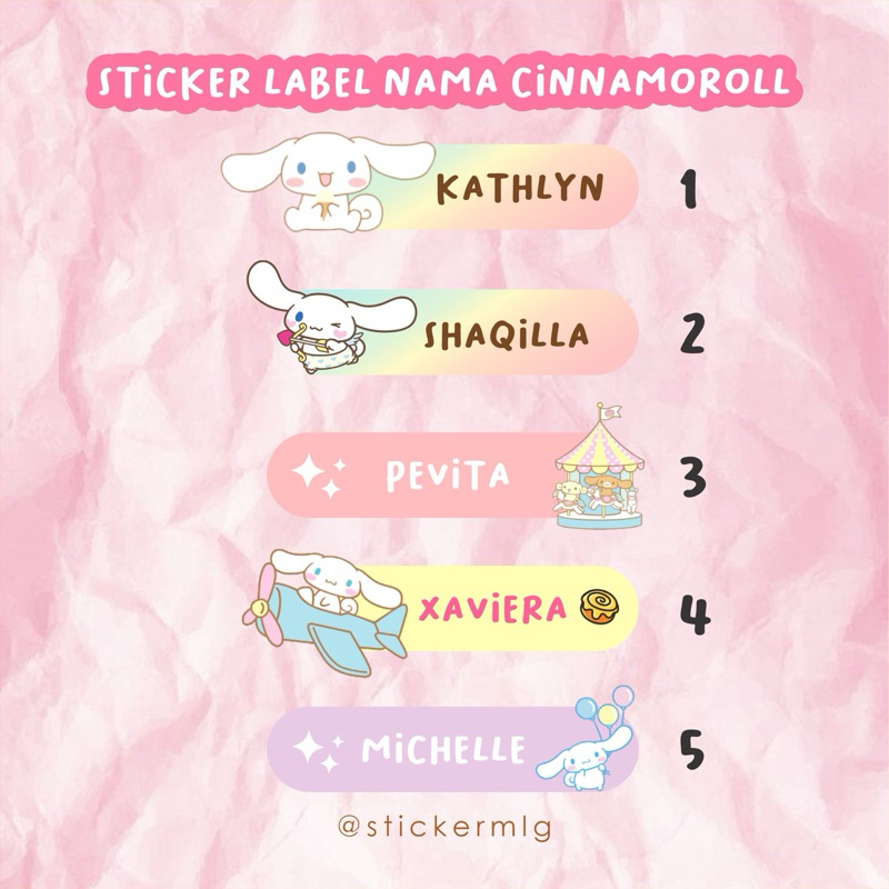

STICKER LABEL NAMA CINNAMOROLL Edition cute custom name