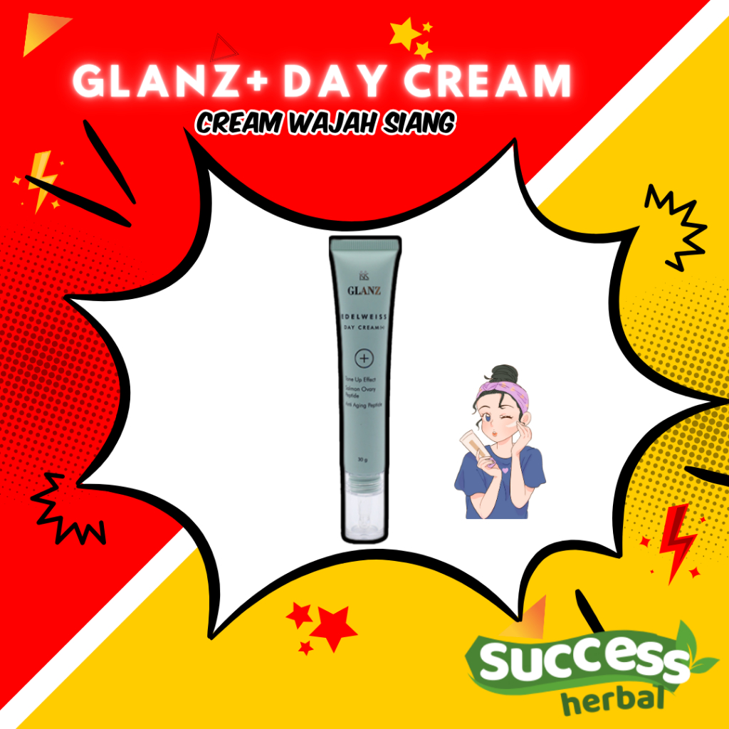 GLANZ+EDELWEISS ( DAY CREAM 30gr @1 ) | Skincare Krim Wajah Siang Hari SPF 15 | Mencerahkan Menutris