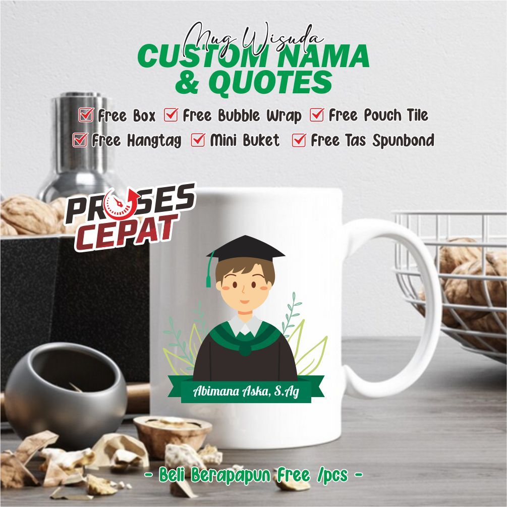Mug Wisuda Custom Nama Hadiah Unik Murah Graduation Inisial jakarta semarang jogja solo surabaya