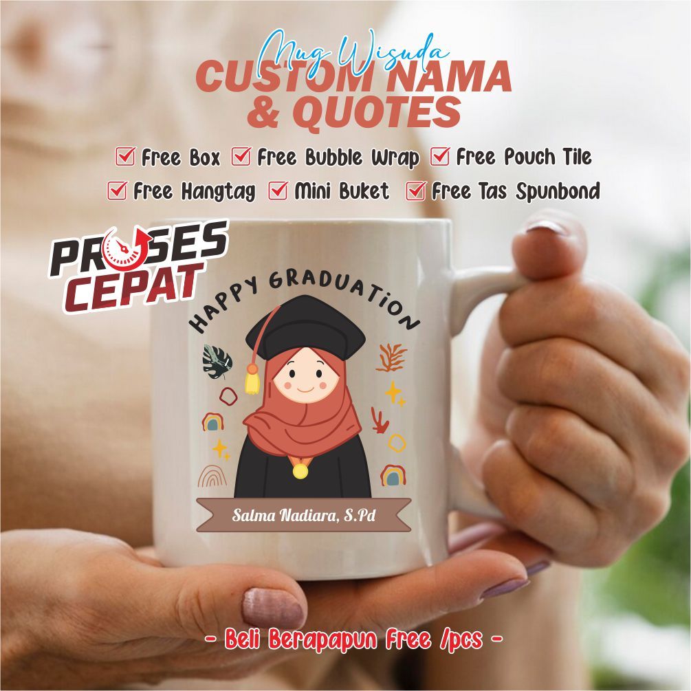 Mug Wisuda Custom Nama Hadiah Unik Murah Graduation Kado Jakarta Solo Jogja  Semarang Lucu Estetik