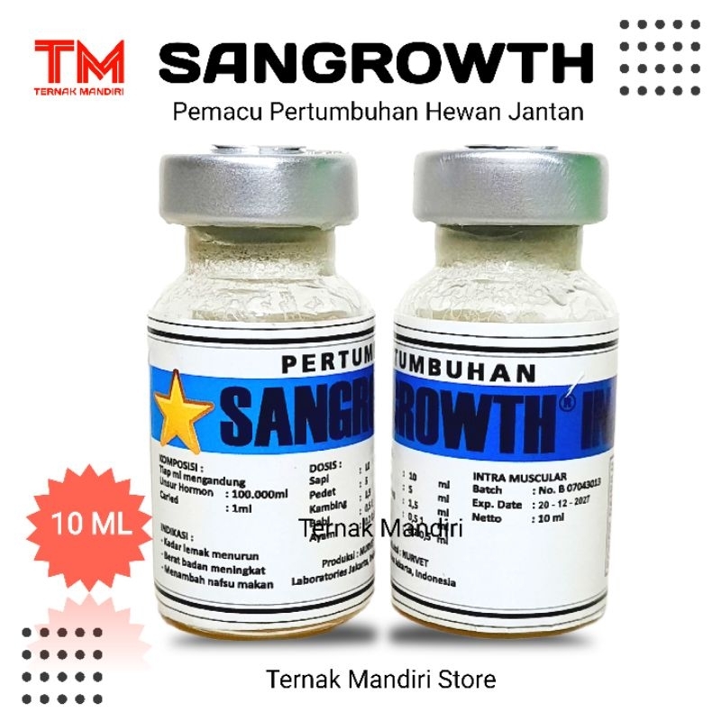 SANGROWTH 10 ML INJEKSI PEMACU PERTUMBUHAN KAMBING SAPI Hormon Penggemukan