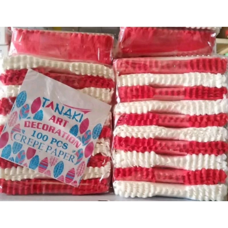 

Kertas Krep Merah Putih (perpack isi 100 pcs/lembar )/Kertas Krep Potong Merah Putih/Dekorasi Dirgahayu Hut Ri