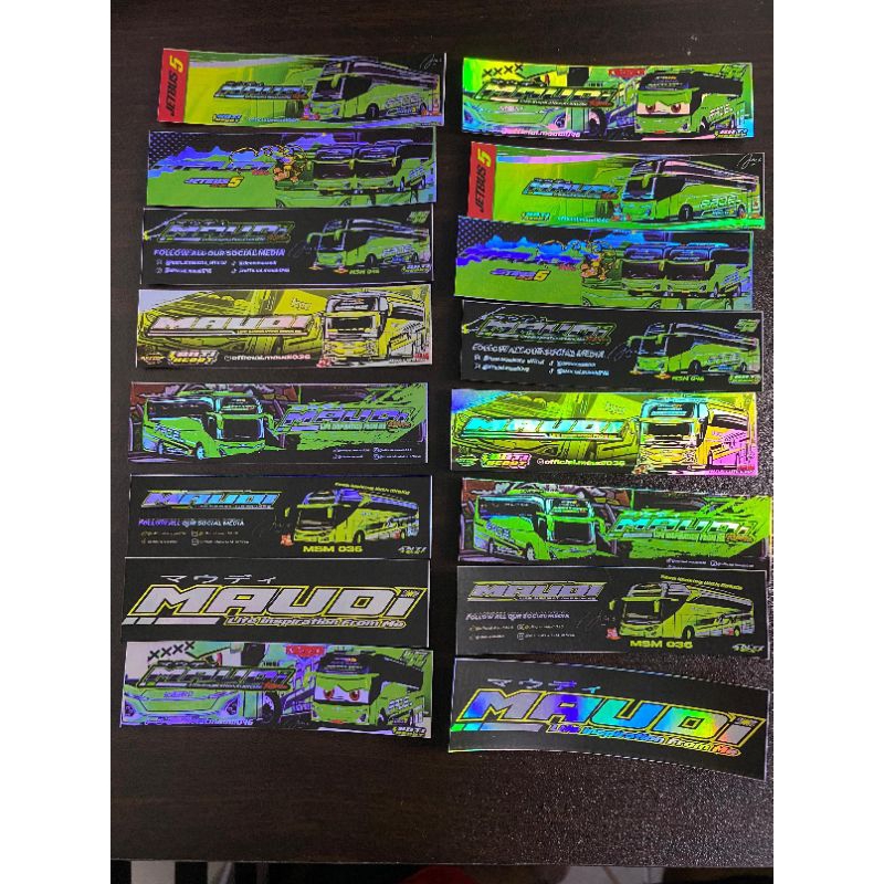 

RILIS BARU STICKER BUS MAUDI PANJANG ISI 16 PCS, STICKER BUS ARTIS MAUDI HOLOGRAM ASLI UNIT