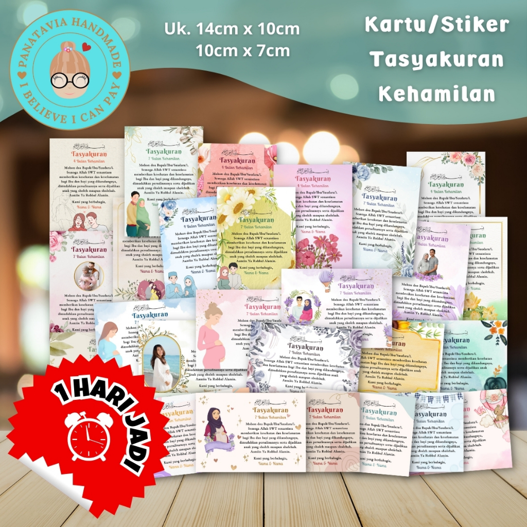 

Kartu Tasyakuran Kehamilan & Stiker Tasyakuran Kehamilan | 7 atau 4 Bulanan | Tahan Air dan cuaca