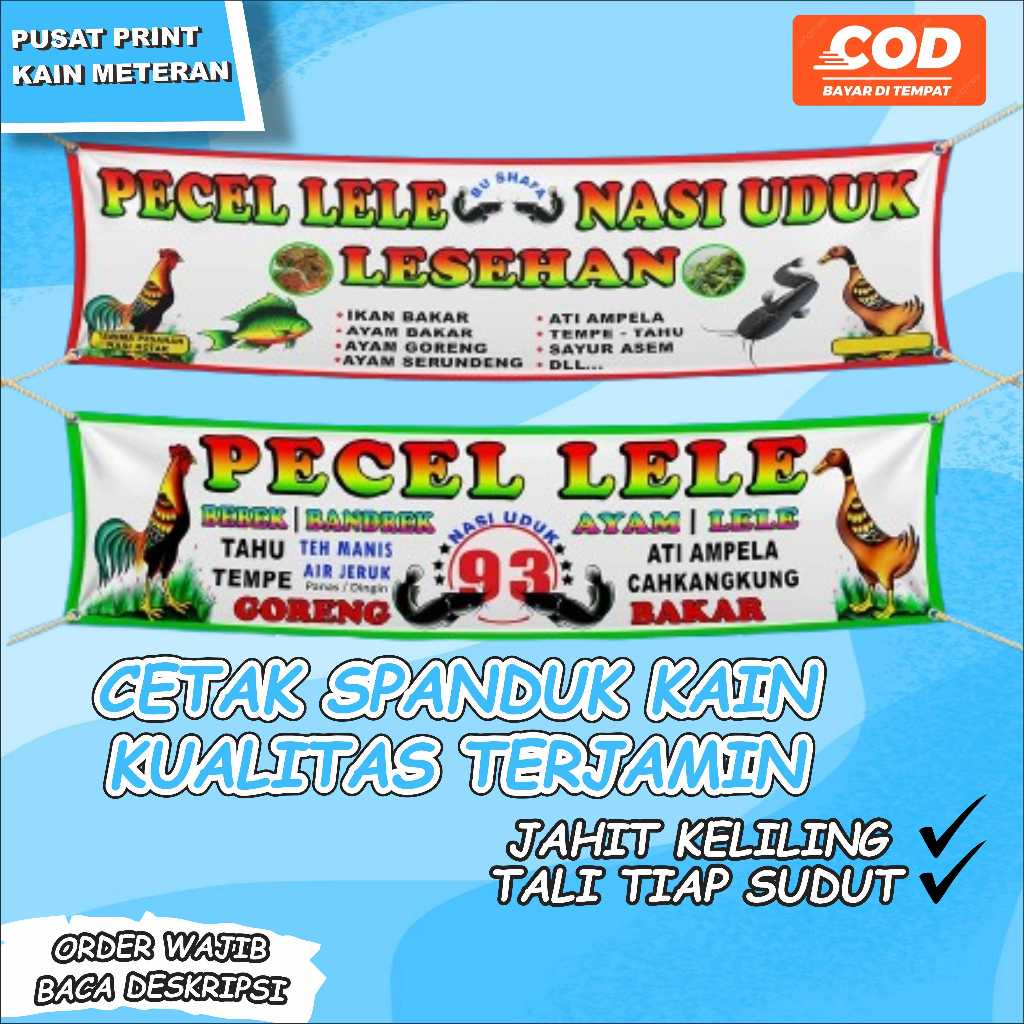 SPANDUK KAIN PECEL LELE / BUBUR KACANG / SARI LAUT / SEAFOOD / SOTO / NASI GORENG/ NASI BEBEK / SATE