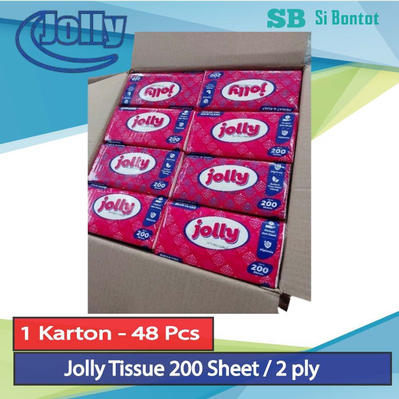 TISSUE 1 KARTON/ DUS TISSUE  JOLLY 200 SHEETS (1 DUS 48 PCS ) / MURAH / GROSIR