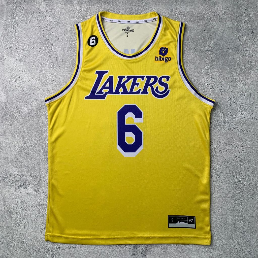 Jersey Lebron James LA Lakers #6 KUNING YELLOW Swingman Bola Basket NBA Baju Kaos T-Shirt Tshirt Ata