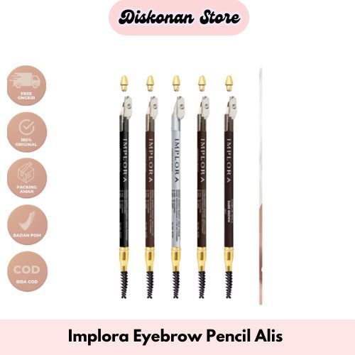 Implora Eyebrow Pencil Pensil Alis / Pensil Alis Serut Rautan / Brown / Black / Grey Brown / Silver 