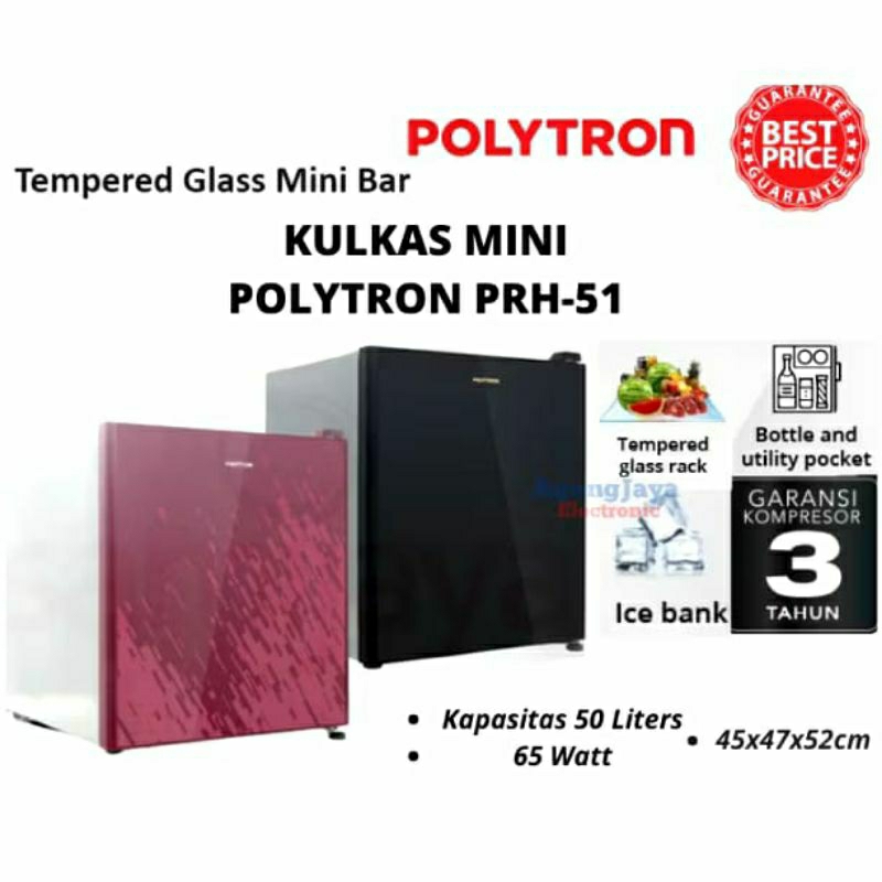 POLYTRON PRH 51 KULKAS MINI BAR POLYTRON PRH-51 50 LITER