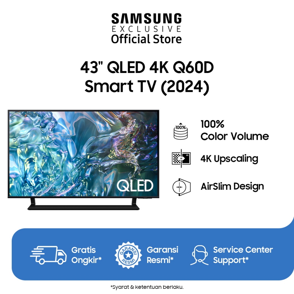 Samsung 43" QLED 4K Q60D Smart TV | 100% Color Volume Quantum Dot | AirSlim Design | QA43Q60DAKXXD
