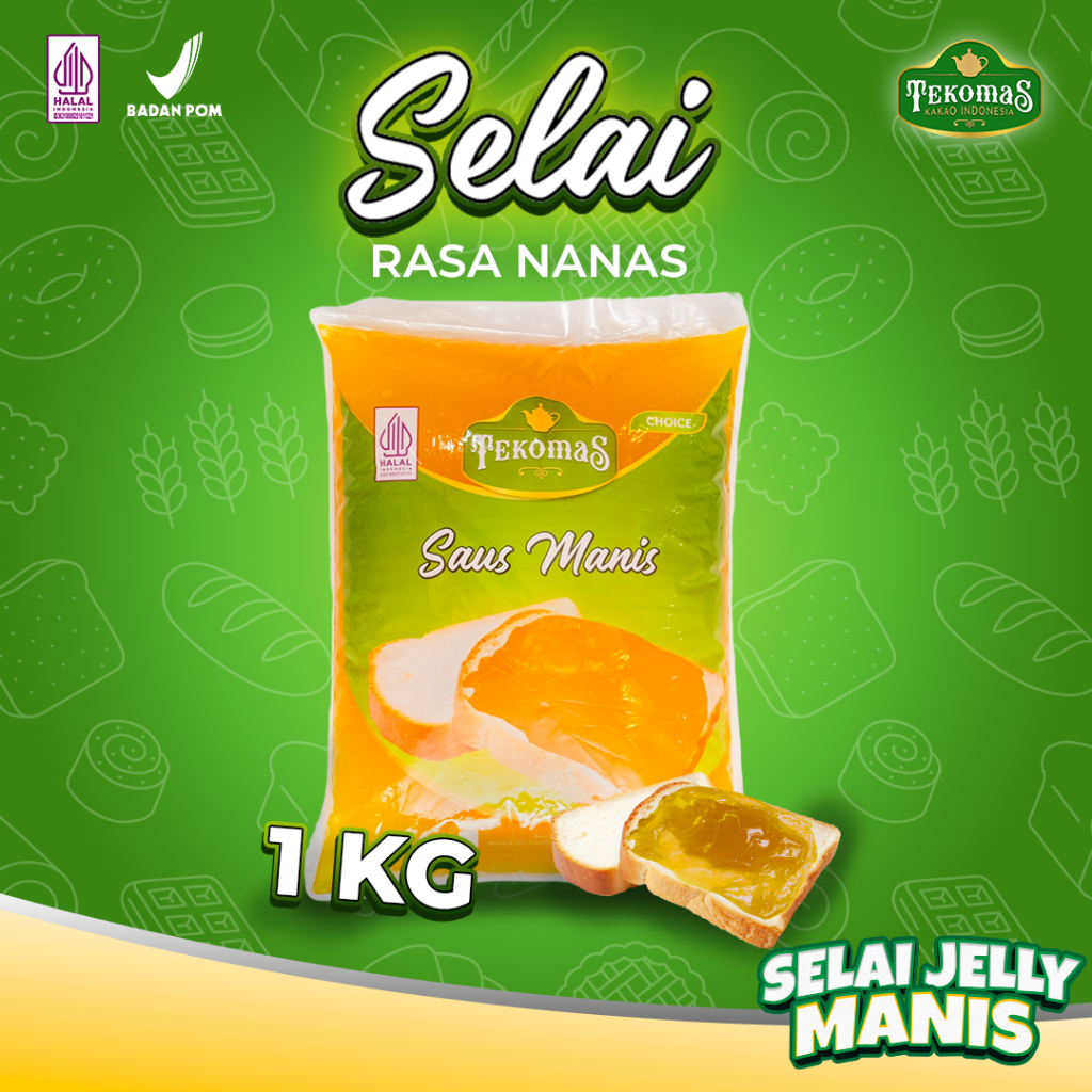 

TEKOMAS - Selai Jelly Rasa Nanas/Pineapple 1 Kg Isian dan topping roti Bahan Kue Praktis Premium