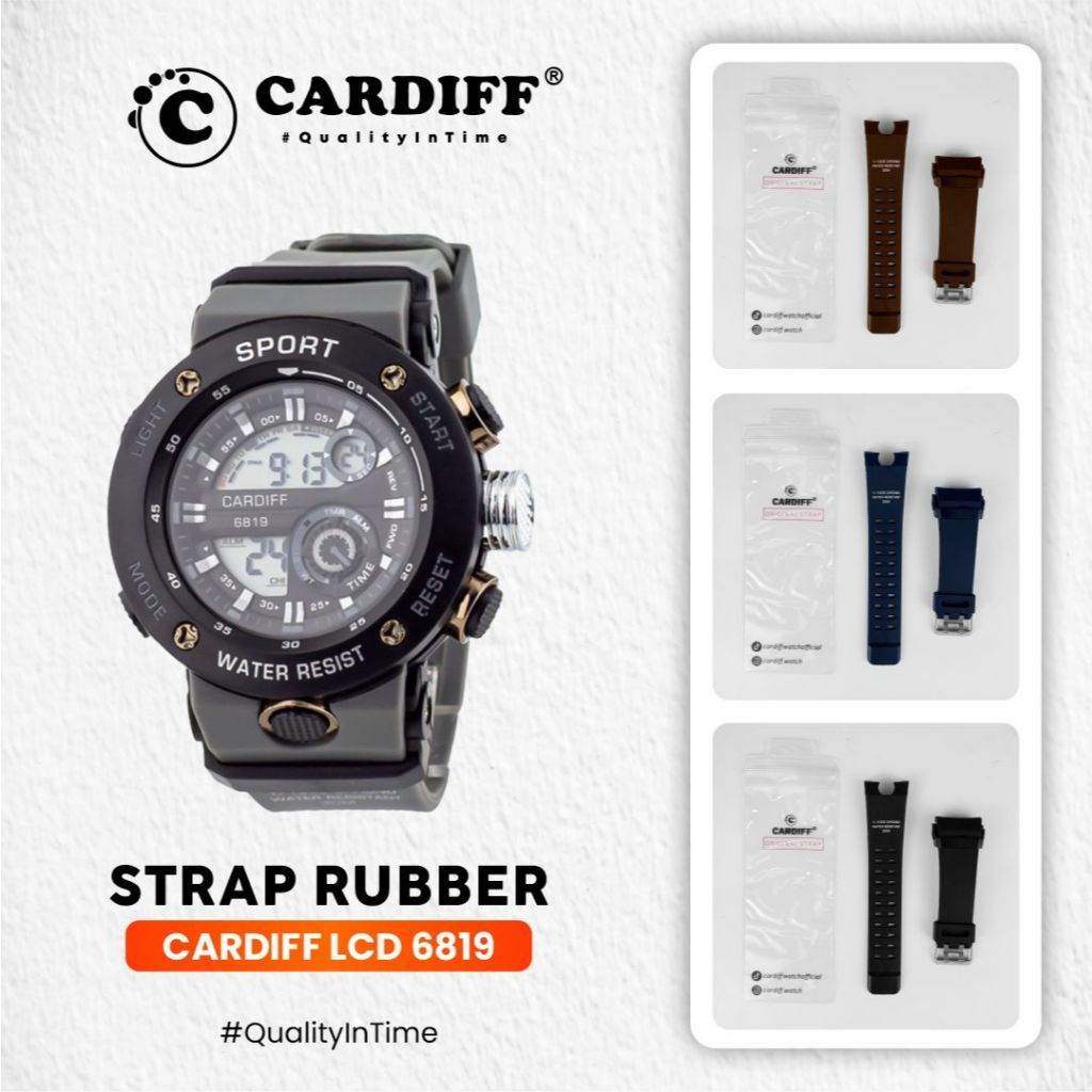CARDIFF Tali LCD 6819 Ukuran 27mm Tali Jam Tangan - Hitam