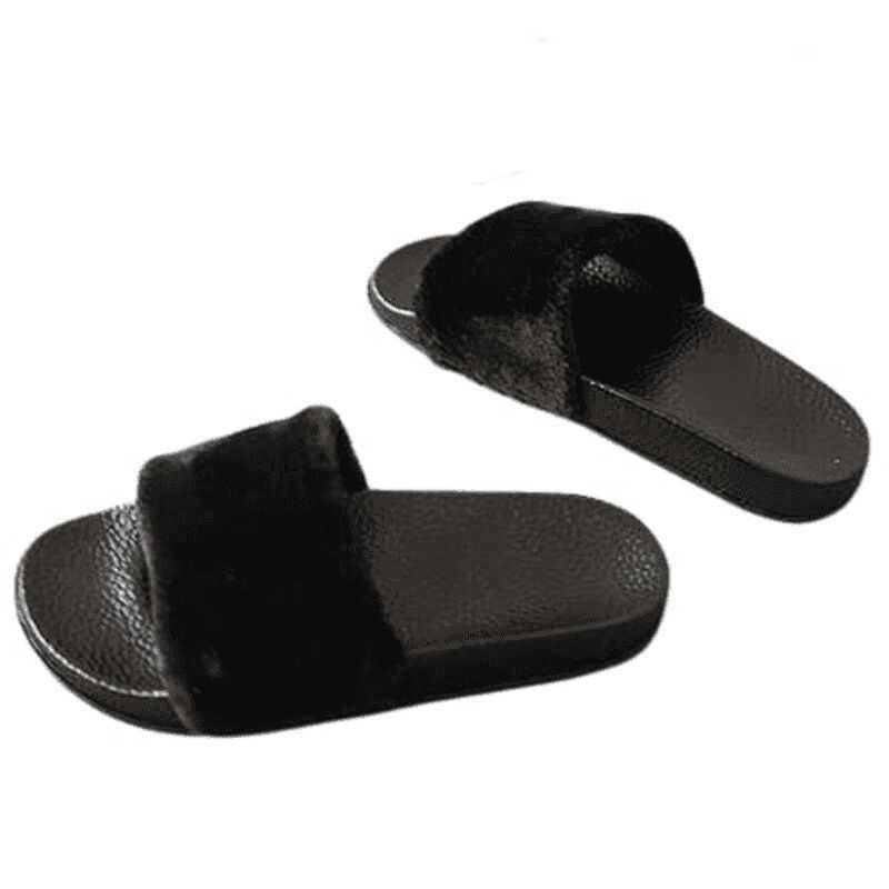 sandal karet slop bulu korea tebal halus