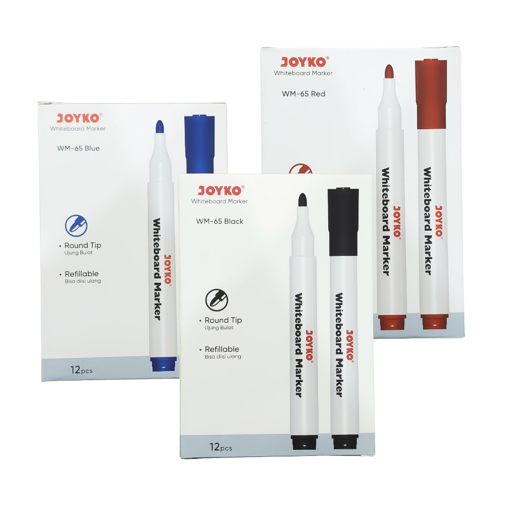 

1 LSN / 12 Pcs Spidol Papan Tulis Whiteboard Joyko WM-65