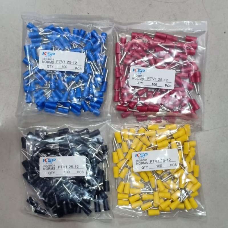 Skun Pin Bulat/Skun Tusuk PTV-2-12 Merah Hitam Biru Kuning 2.5mm - Hitam
