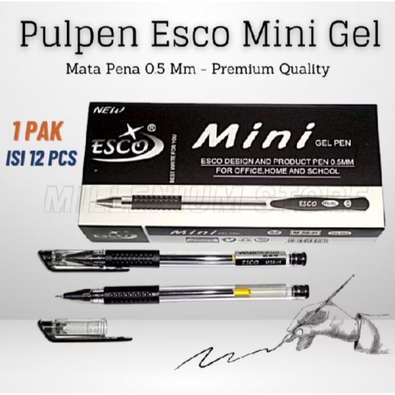 

PULPEN GEL ESCO MINi 0.5mm 1kotak isi 12pcs