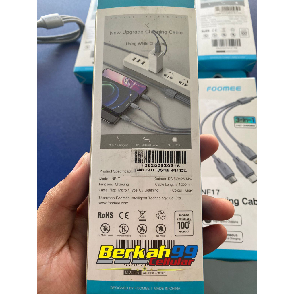 Foomee NF17 Kabel Data 3 in 1 Charging Cable