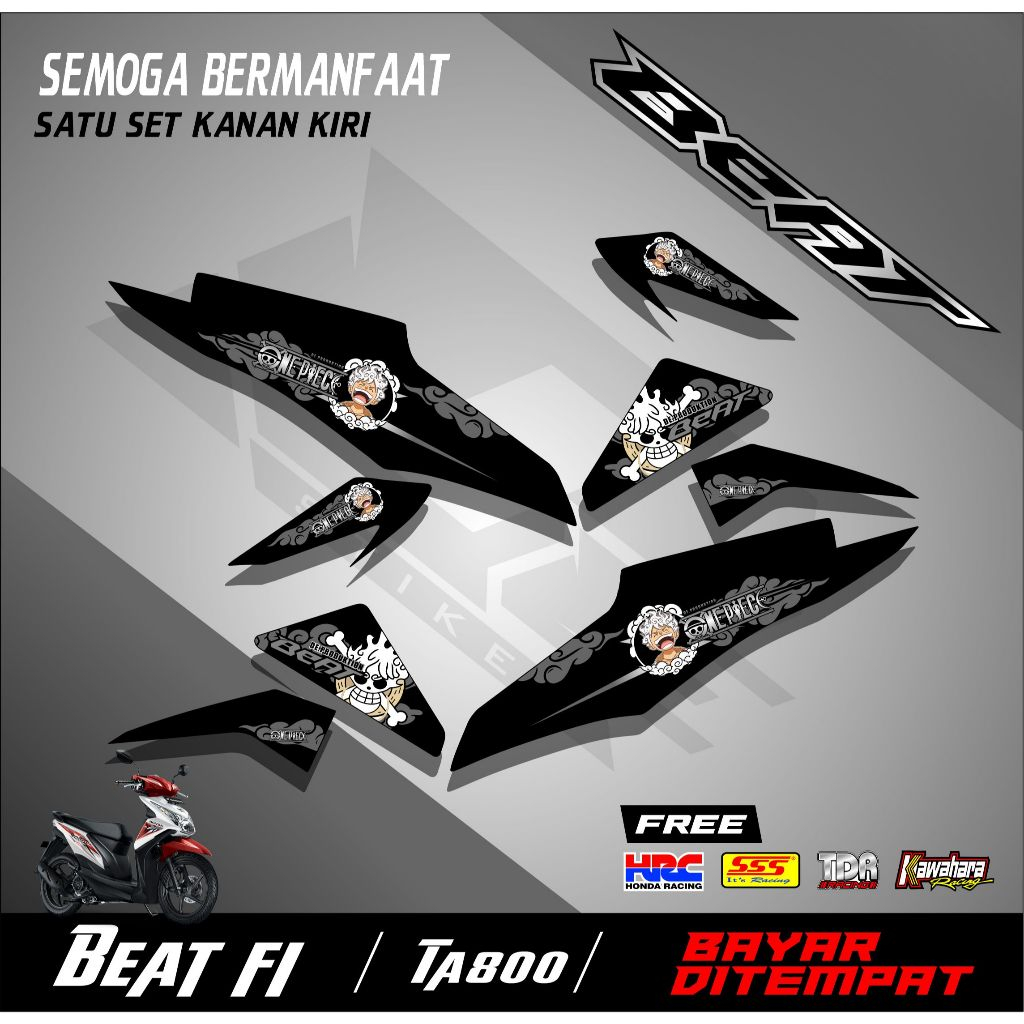 Striping Stiker Motor Honda Beat Fi 2013-2015 Semifull Motif One Piece Simpel TA800