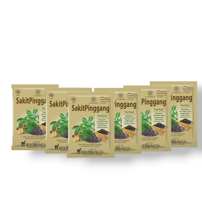 

Jamu Sakit Pinggang Sidomuncul isi 10 sachet