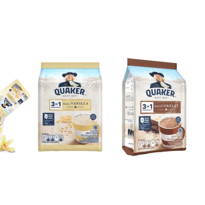 

Quaker 3in1 Rasa Vanila Dan Coklat isi 8 Saset