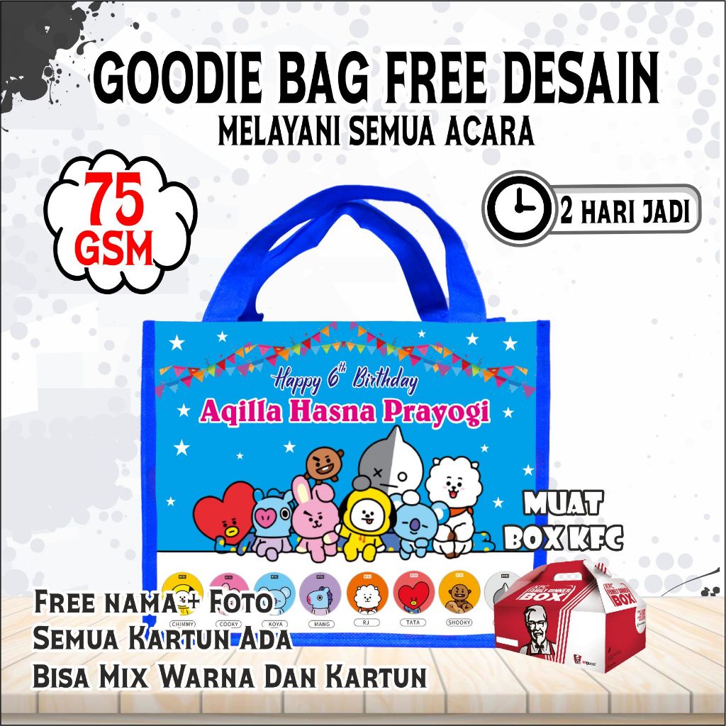 

PEMBUNGKUS ULANG TAHUN/TAS ULANG TAHUN/TAS GOODIE BAG FREE DESAIN