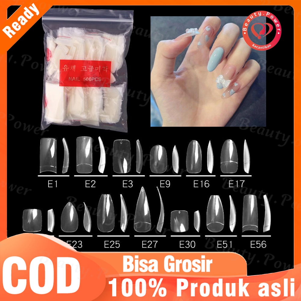 Kuku Palsu Oval / Almond Full TIp Warna Clear /Kuku palsu plastik kuku palsu bening polos toe kaki A